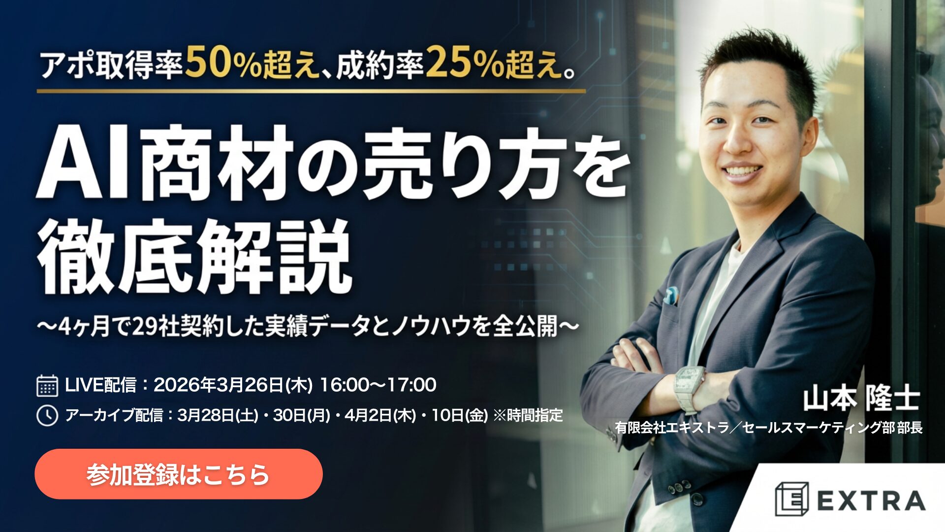 アポ取得率50%超え、成約率25%超え。AI商材の売り方を徹底解説〜4ヶ月で29社契約した実績データとノウハウを全公開｜ライブ参加者限定特典あり〜