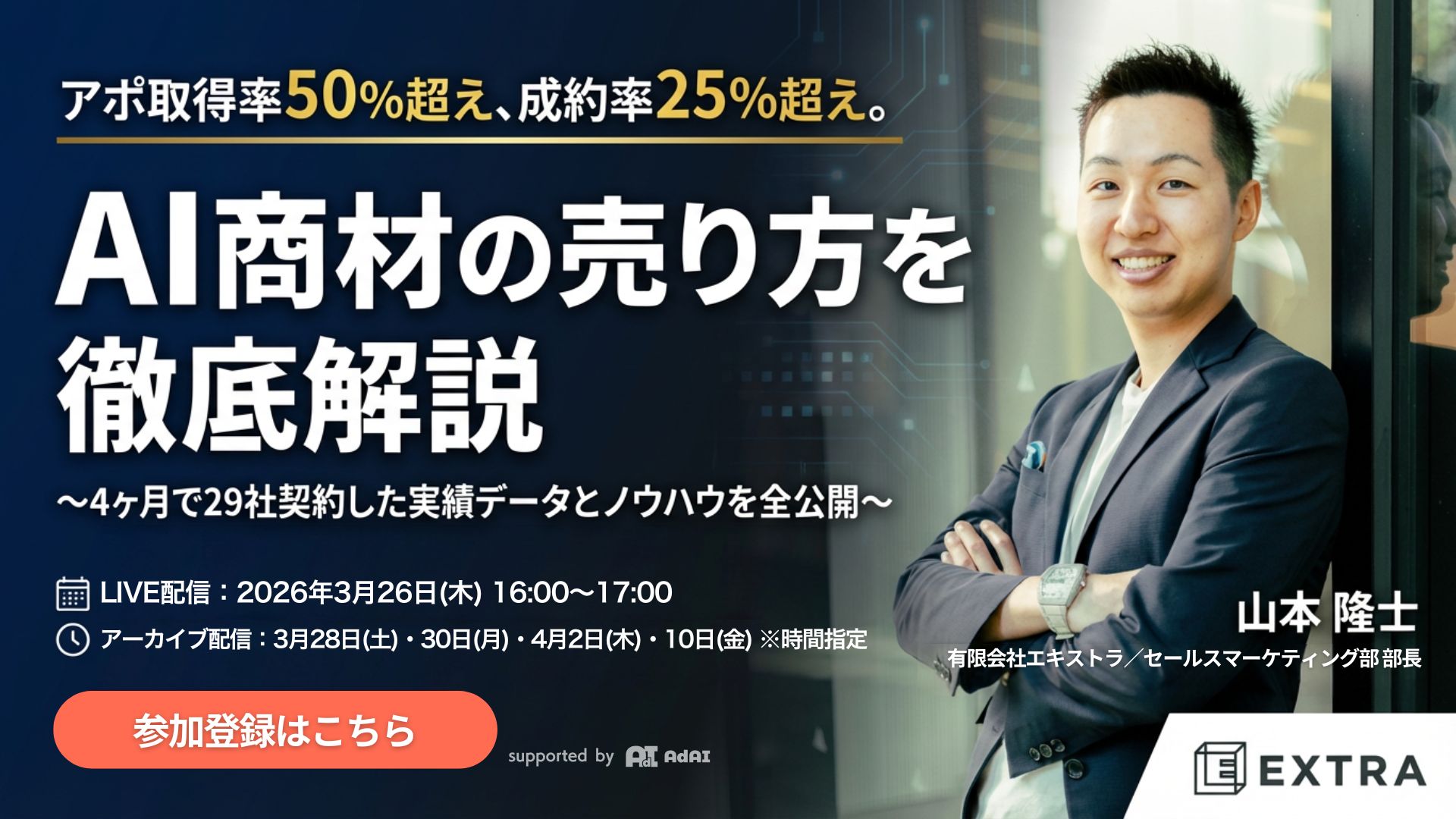 アポ取得率50%超え、成約率25%超え。AI商材の売り方を徹底解説〜4ヶ月で29社契約した実績データとノウハウを全公開｜ライブ参加者限定特典あり〜